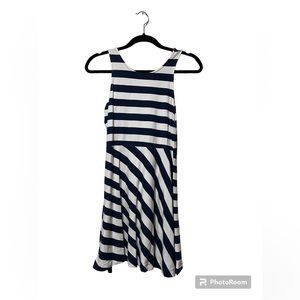 Target Logg navy white striped girls midi dress size 12-14Y